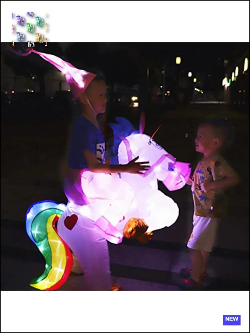 Kids Inflatable Unicorn Costume with LED Lights for Halloween Party